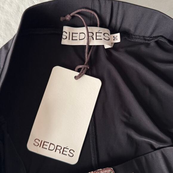 New SIEDRES Tali Logo Detail Cropped Jersey Leggings in Black Women's Size M - Picture 5 of 8